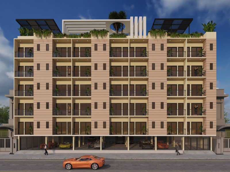 Yashoda Heights six floor elevation in daylight